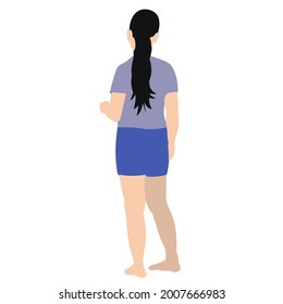 silhouette child girl in flat style on white background, isolated, vector