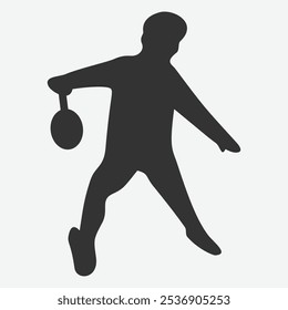 A silhouette of a child holding a ball while walking.