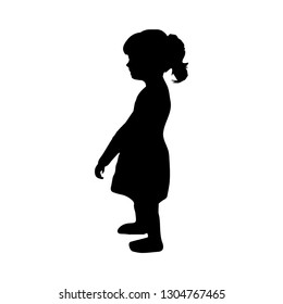 silhouette child, Infant. a girl standing, vector