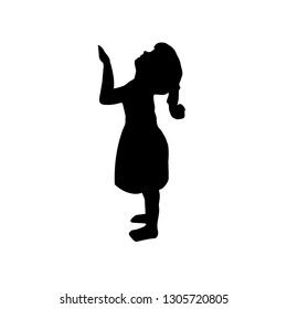 silhouette child, Infant. a girl standing, vector. little girl icon