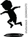 Silhouette of a Child Jumping into a Puddle
