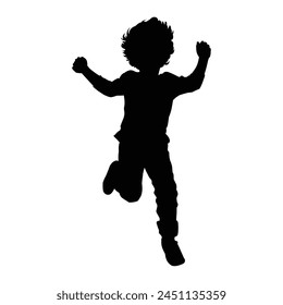 silhouette of a child jumping on white