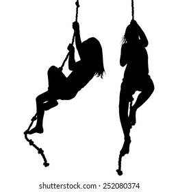 silhouette of a child on a rope. Vector