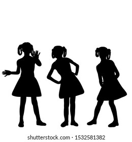 silhouette of a child on a white background, girls play