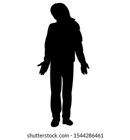 silhouette of a child on a white background, little girl