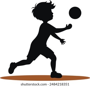 silueta niño jugando con un Vector de pelota