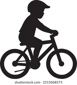 silhouette child playing bicycle vector.