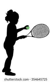 silhouette of child playing tennis