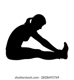 Silhouette of a child practicing seated forward bend yoga pose, demonstrating flexibility and calmness in a peaceful posture.