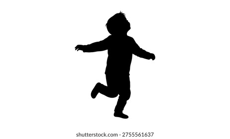 Silhouette of a child running with arms