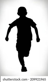 silhouette of a child running in school uniform, boy