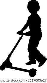 Silhouette of a child scooter on white background