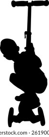 Silhouette of a child scooter on white background