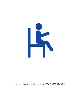 silhouette of a child sitting on a chair in blue color Design element illustration of a child sitting on a chair. Child sitting on a chair icon symbol