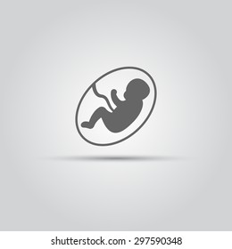 Silhouette of a child in the womb, isolated vector sign, pregnancy, maternity, medical establishment
