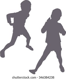 silhouette of children