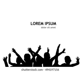 silhouette of children hands up. Vector