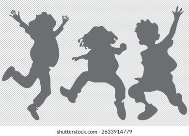 Silhouette of children jumping on Transparent background Vector illustration EPS 10