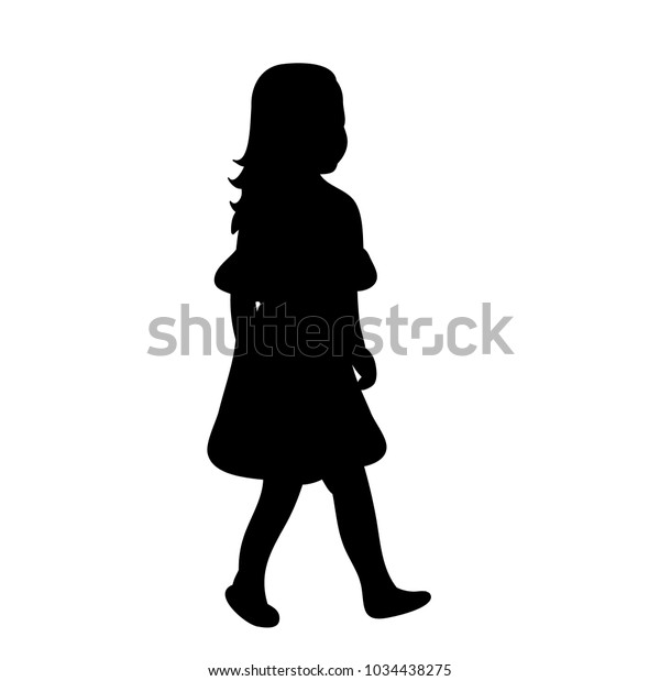 Silhouette Children Little Girl Standing Stock Vector (Royalty Free ...