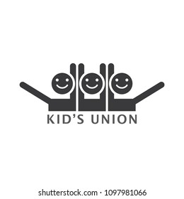 silhouette children logo design template. Vector illustration of icon