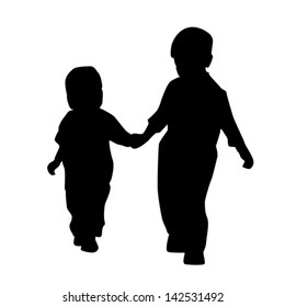 Silhouette of children on a white background.