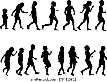 Silhouette of children on white background.