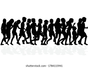 Silhouette of children on white background.