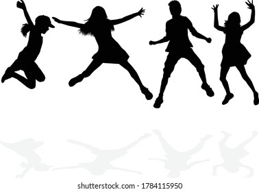 Silhouette of children on white background.