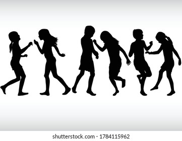 Silhouette of children on white background.