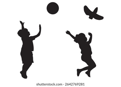 
Silhouette of Children Playing -