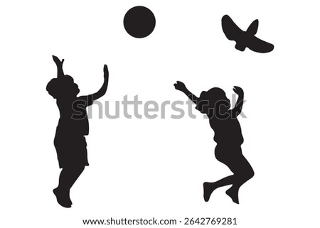 
Silhouette of Children Playing -