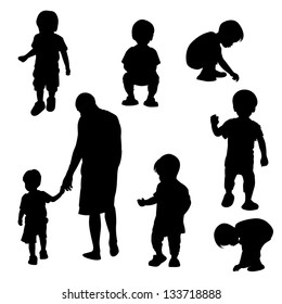 Silhouette children vector