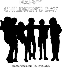 silhouette of children's day vector