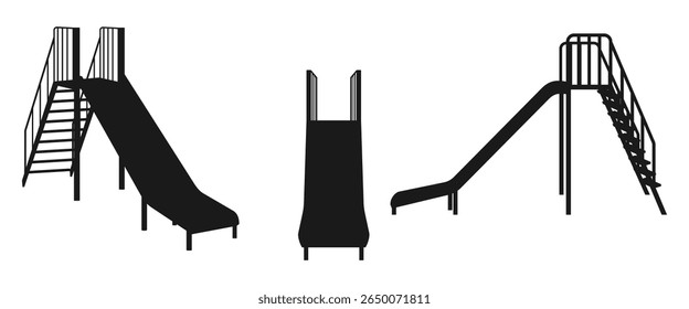 silhouette children's slide set vector illustration isolated on white background.
