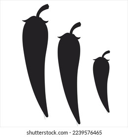 Silhouette Chili pepper isolated on a white background. 