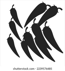 Silhouette Chili pepper isolated on a white background. 
