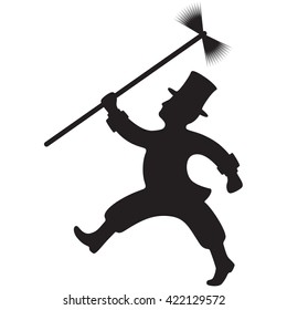 Silhouette of a Chimney Sweep going to work