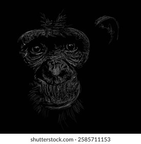silhouette of chimp. gorilla portrait illustration design vector