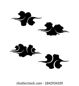 Diseño de la colección de nubes chinas de silueta aisladas en fondo blanco