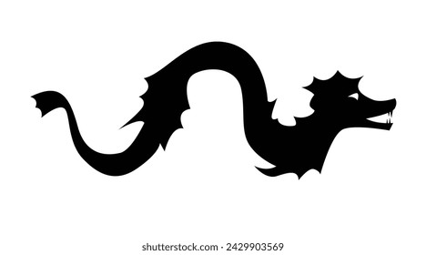 Silhouette of a Chinese Dragon. Astrology and mythology concept vector