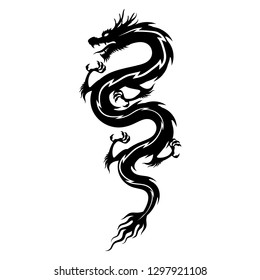 Silhouette chinese dragon isolated vector