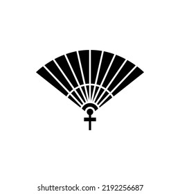 Silhouette chinese folding fan design vector