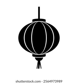 Silhouette of Chinese lantern. Vector.
