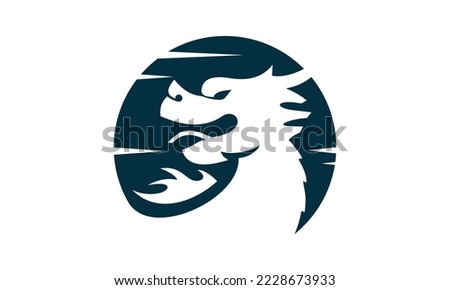 silhouette of chinese qilin logo 