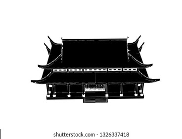 silhouette chinese temple vector