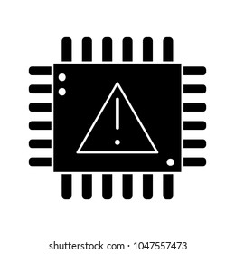 silhouette chip circuit with exclametion and attention sign