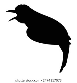 silhouette of a chirping bird on a black and white background