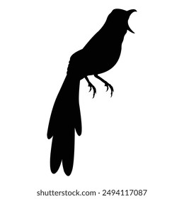 silhouette of a chirping bird on a black and white background