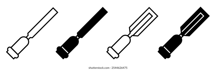 Silhouette of chisel icon illustration. Chisel icon set for business. Stock vector.