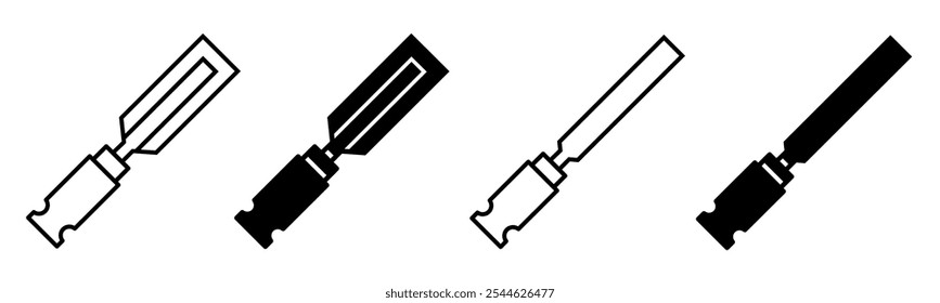 Silhouette of chisel icon illustration. Chisel icon set for business. Stock vector.